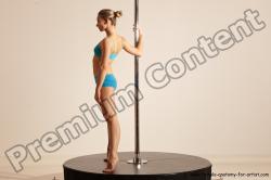 Underwear Gymnastic poses Woman White Moving poses Slim long blond Dynamic poses Academic